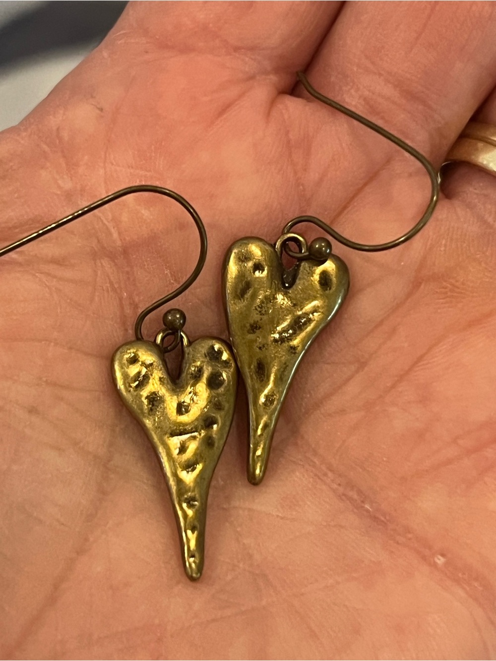 Antique Bronze Heart Earrings - Picture 2 of 2